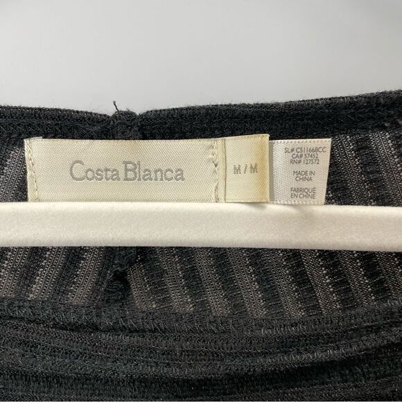 [m] Costa Blanca Sheer Black Subtle Striped Short Sleeve Tunic Women’s - Picture 10 of 12